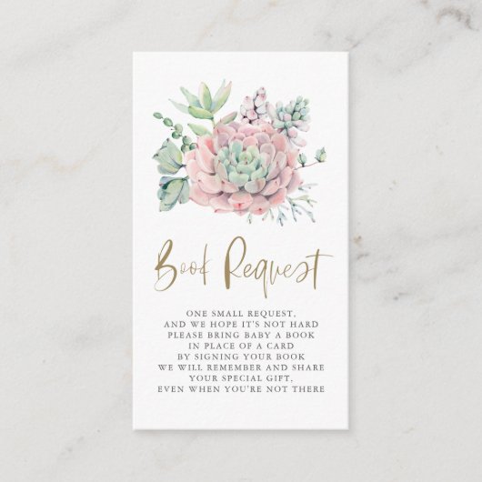 パステル水彩多肉書籍リクエスト エンクロージャーカード (正面)