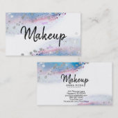 **パステル水彩抽象芸術=グリッター青 名刺 (正面/裏面)