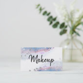 **パステル水彩抽象芸術=グリッター青 名刺 (スタンド正面)