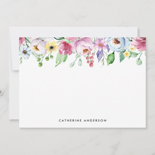パステル水彩春の花フローラひな形 ノートカード (正面)
