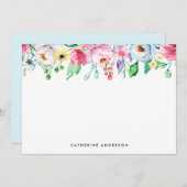 パステル水彩春の花フローラひな形 ノートカード (正面/裏面)
