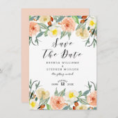 パステル水彩花のリース枠 セーブザデート (正面/裏面)