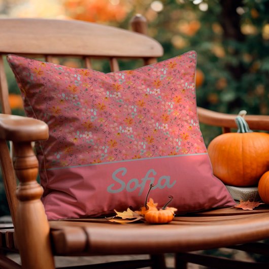 パステル水彩花ボホピンク装飾用クッション クッション