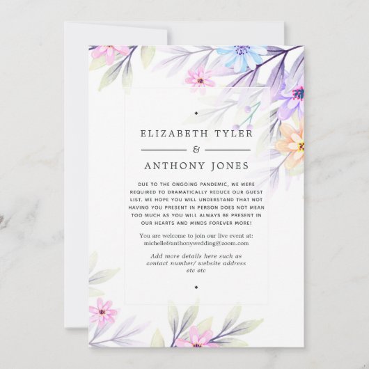 パステル水彩花柄 減客リスト 案内状 (正面)