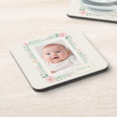 パステル水彩花模様の空の写真フレーム コースター (左側)