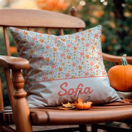 パステル水彩花素朴ボホ装飾用クッション クッション