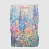 パステル水彩野の花の草原 名前 ゴルフタオル (正面)