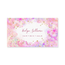 パステル水彩金ゴールドグリッター名刺