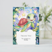 パステル水彩魔法のカメの誕生日 サンキューカード (スタンド正面)