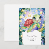 パステル水彩魔法のカメの誕生日 サンキューカード (正面/裏面)