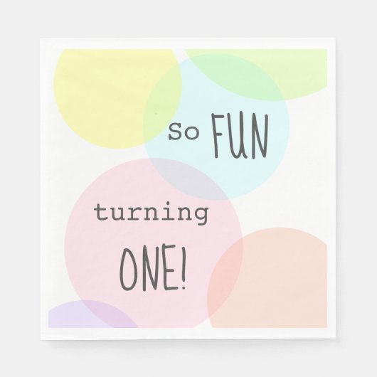 パステル水玉模様おもしろいズワンファースト誕生日 スタンダードランチョンナプキン (正面)