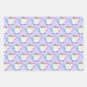 パステル水玉模様ティーポットアフタヌーンティーパーティーポット ラッピングペーパーシート (正面3)