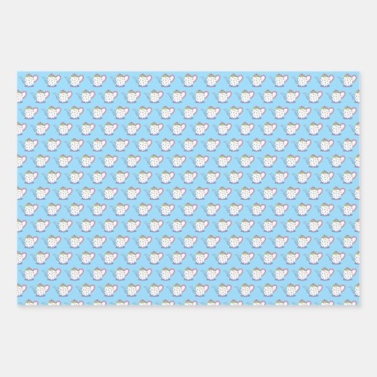 パステル水玉模様ティーポットアフタヌーンティーパーティーポット ラッピングペーパーシート (正面2)