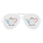 パステル水玉模様ティーポットティーパーティーブライダルシャワー アビエーターサングラス (正面)