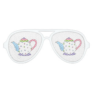 パステル水玉模様ティーポットティーパーティーブライダルシャワー アビエーターサングラス