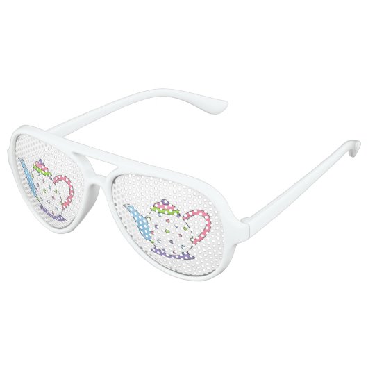 パステル水玉模様ティーポットティーパーティーブライダルシャワー アビエーターサングラス (アングル)