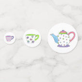 パステル水玉模様ティーポットティーパーティーブライダルシャワー コンフェッティ (正面)