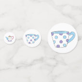 パステル水玉模様ティーポットティーパーティーブライダルシャワー コンフェッティ (裏面)