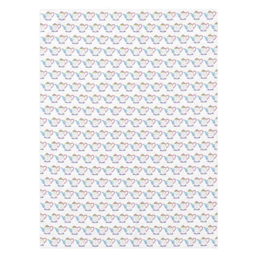 パステル水玉模様ティーポットティーポットパーティーシャワー テーブルクロス (正面)