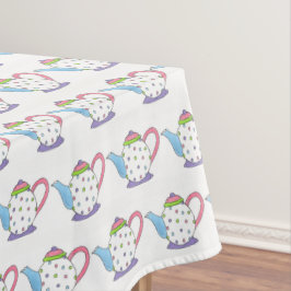 パステル水玉模様ティーポットティーポットパーティーシャワー テーブルクロス