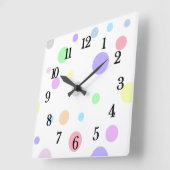パステル水玉模様パターン スクエア壁時計 (傾斜)