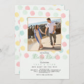 パステル水玉模様フォトフレームベビーシャワー 招待状 (正面/裏面)