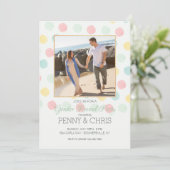 パステル水玉模様フレームジェンダーリビールパーティー 招待状 (スタンド正面)