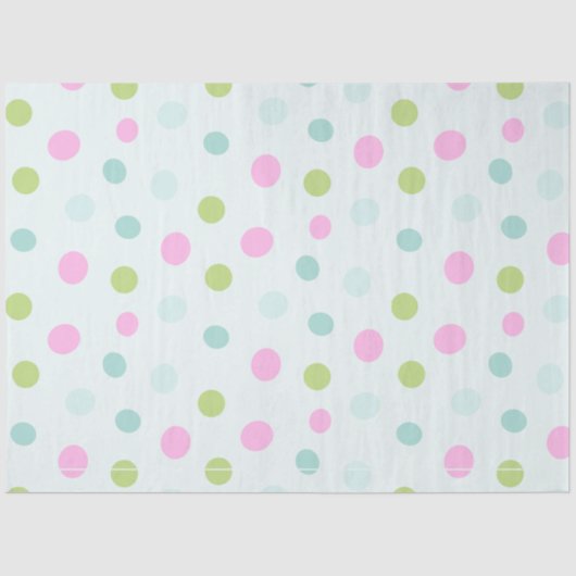 パステル水玉模様ブルーグリーンピンククリスマス 薄葉紙 (正面)