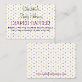 パステル水玉模様ベビーシャワーおむつラッフルチケット エンクロージャーカード (正面/裏面)