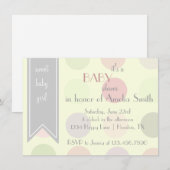 パステル水玉 赤ちゃん女の子 シャワー招待状 招待状 (正面/裏面)