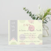 パステル水玉 赤ちゃん女の子 シャワー招待状 招待状 (スタンド正面)