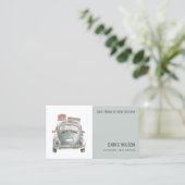 パステル水色タクシー採用キャブドライバサービス 名刺 (スタンド正面)