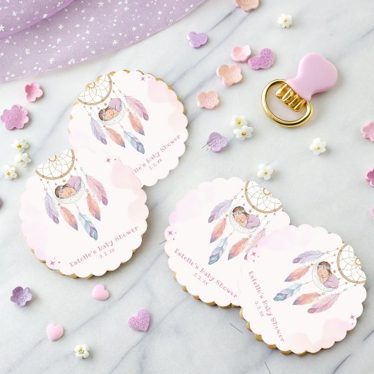 パステル水色ドリームキャッチャー赤ちゃんシャワー ペーパーコースター
