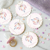 パステル水色ドリームキャッチャー赤ちゃんシャワー ペーパーコースター