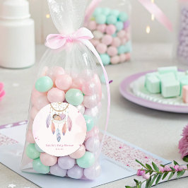 パステル水色ドリームキャッチャー赤ちゃんシャワー ラウンドシール