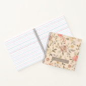 パステル水色フローラ名パーソナライズされた ノートブック (内部)