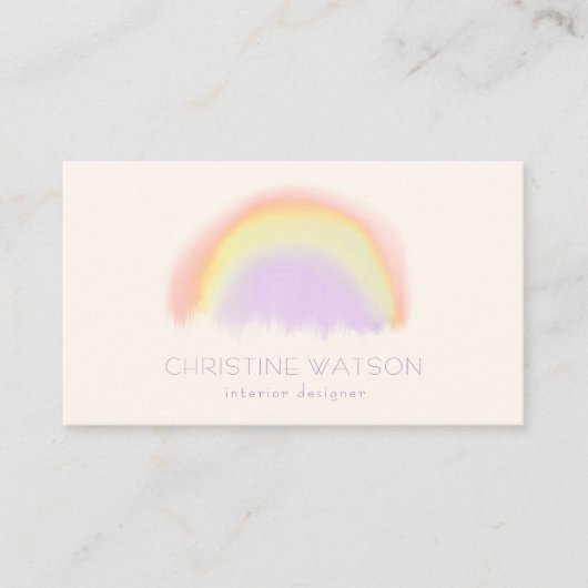 パステル水色レインボーインテリア設計者 名刺 (正面)