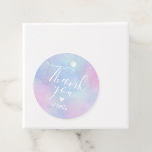 パステル水色名サンキュー誕生日パープル フェイバータグ (インサイチュ)