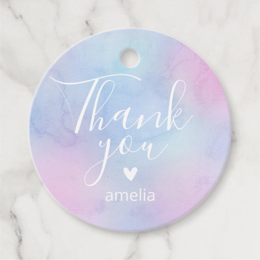 パステル水色名サンキュー誕生日パープル フェイバータグ (正面)