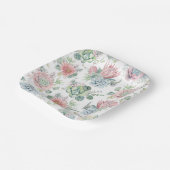 パステル水色多肉質とサボテン模様 ペーパープレート (傾斜あり)