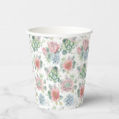 パステル水色多肉質とサボテン模様 紙コップ (右)