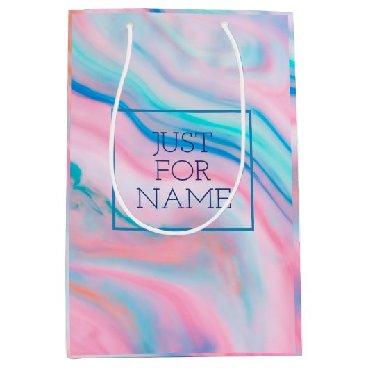 パステル流れる色の抽象芸術は大理石を食べる ミディアムペーパーバッグ (正面)