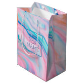 パステル流れる色の抽象芸術は大理石を食べる ミディアムペーパーバッグ (裏面アングル)