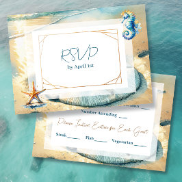 パステル海サンドドルウェディングRSVP 招待状