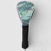 パステル淡い色のグリーンワイルドバナナパーム葉ズ ゴルフヘッドカバー (正面)