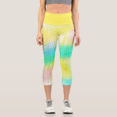 パステル淡い色のターコイズグリーンブルーピンク抽象芸術アート カプリレギンス (正面)