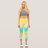 パステル淡い色のターコイズグリーンブルーピンク抽象芸術アート カプリレギンス (正面)