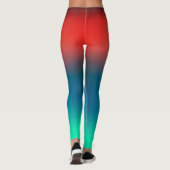 パステル淡い色のターコイズコーラル抽象芸術アート レギンス (裏面)