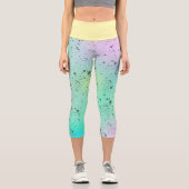 パステル淡い色のターコイズピンク抽象芸術アートグレースポット カプリレギンス (正面)