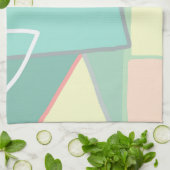 パステル淡い色のターコイズピンク抽象芸術アート キッチンタオル (折り畳み)